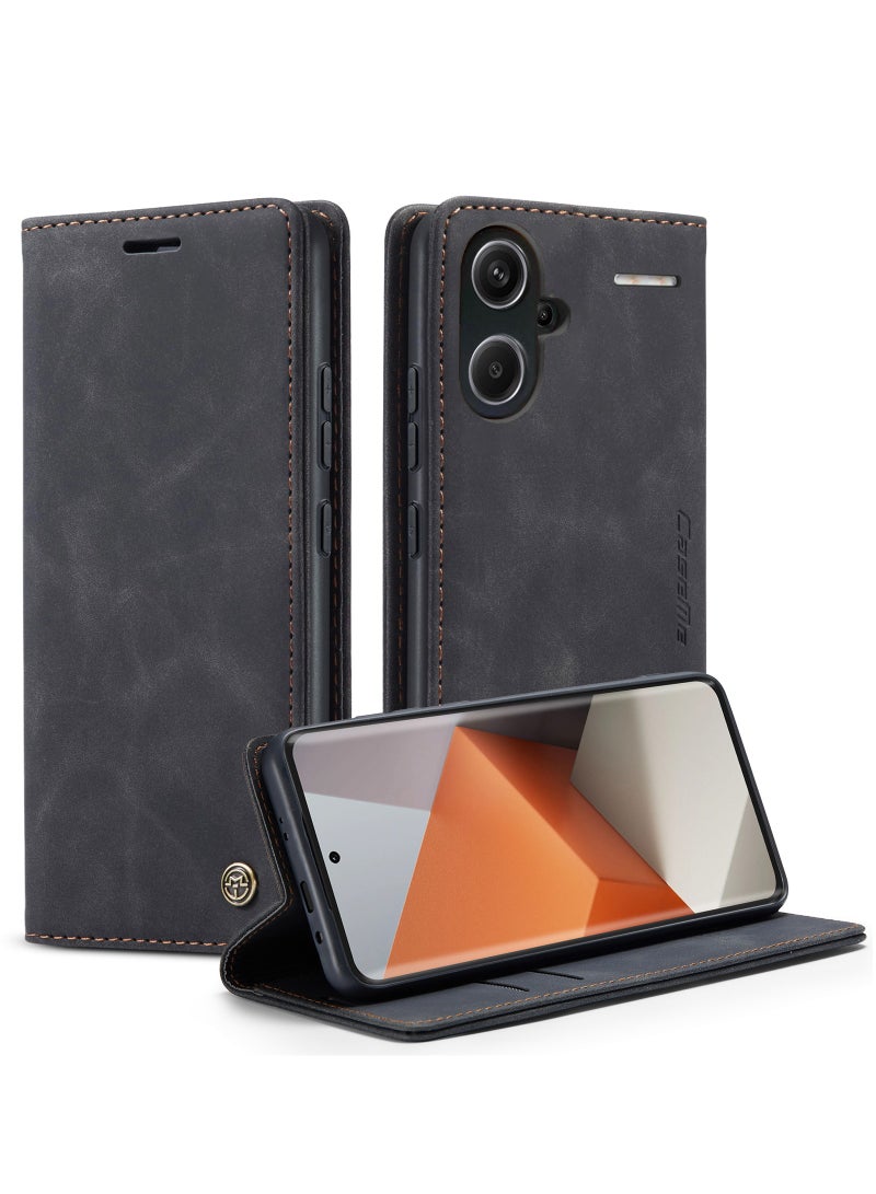 For Xiaomi Redmi Note 13 Pro Plus Cover, Soft PU Leather Shockproof Mobile Phone Wallet Case, Full Body Protective Flip Cover Magnetic Adsorption Back Cover - Image 4