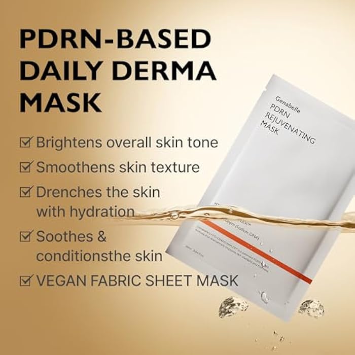 Genabelle PDRN Rejuvenating Mask Sheet - Lightweight Glass Skin & Toning Mask Sheet with PDRN, Niacinamide, Hyaluronic Acid, To Deeply Hydrate, Cool, and Visibly Plump the Skin, 0.84 fl oz* 5ea - Image 2
