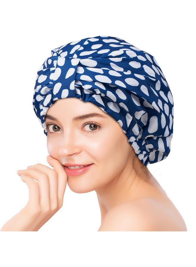 YFONG Reusable Shower Cap For Women Waterproof & Durable Bath Cap With Double Layer Lined Adjustable Hair Cap For All Hair Lengths Large Bathing Hat - Image 1