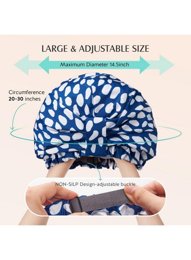 YFONG Reusable Shower Cap For Women Waterproof & Durable Bath Cap With Double Layer Lined Adjustable Hair Cap For All Hair Lengths Large Bathing Hat - Image 4