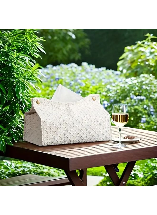 غطاة صندوق المناديل المنسوجة باللون البني منظف سطح المكتب متعدد الوظائف لغرفة المعيشة والمطبخ - Image 2