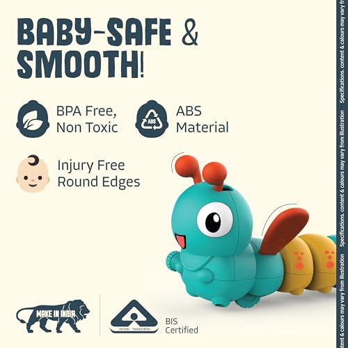 Innovitoy Caterpillar Wind-Up Toys for Kids – Colorful Crawling Rattle Toy | Safe & Durable Baby Toy | Pack of 2 - Image 4
