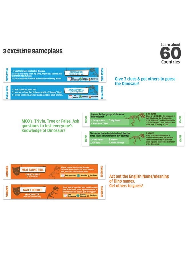 تشاك أند تشاكلز الطباشير والضحكة الذكية العصي ديناصورات لعبة التوافه من سوبر المرح عائلة خريطة العالم لغز | لعبة تعليمية للأعمار من 7+ - Image 4