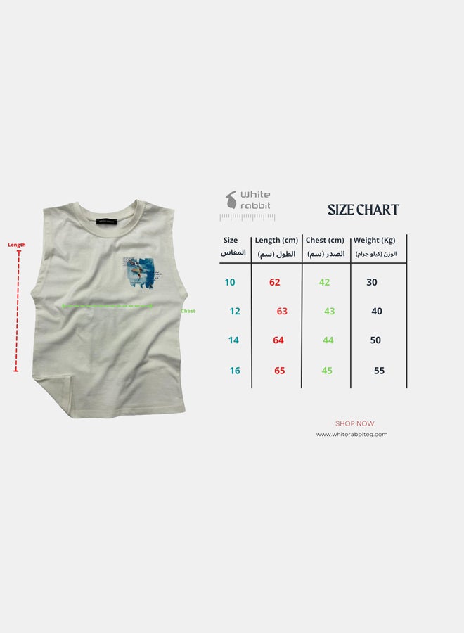 WHITE RABBIT Printed Cut T-Shirt Kids – Off White - Image 5