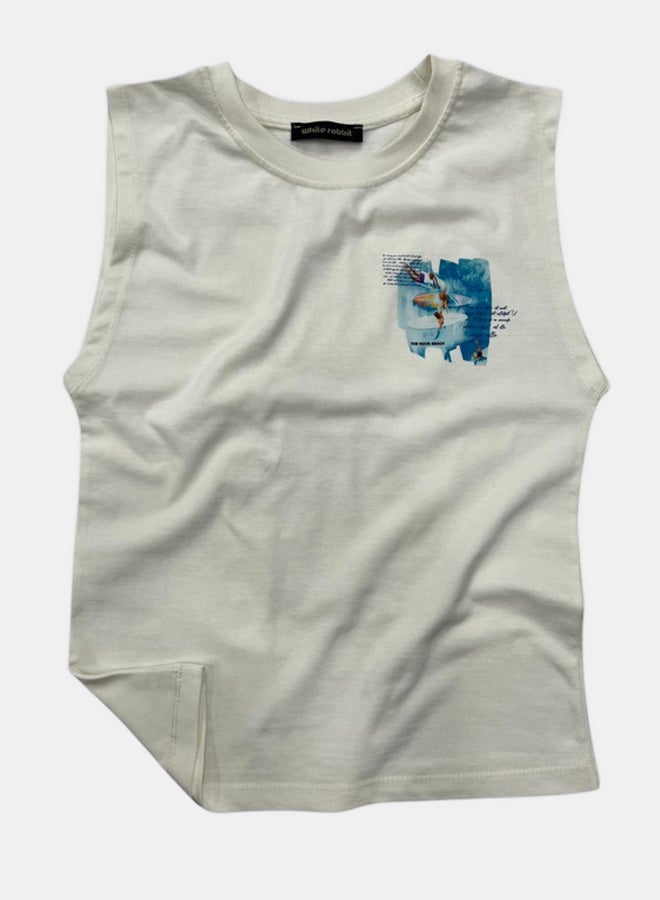 WHITE RABBIT Printed Cut T-Shirt Kids – Off White - Image 1