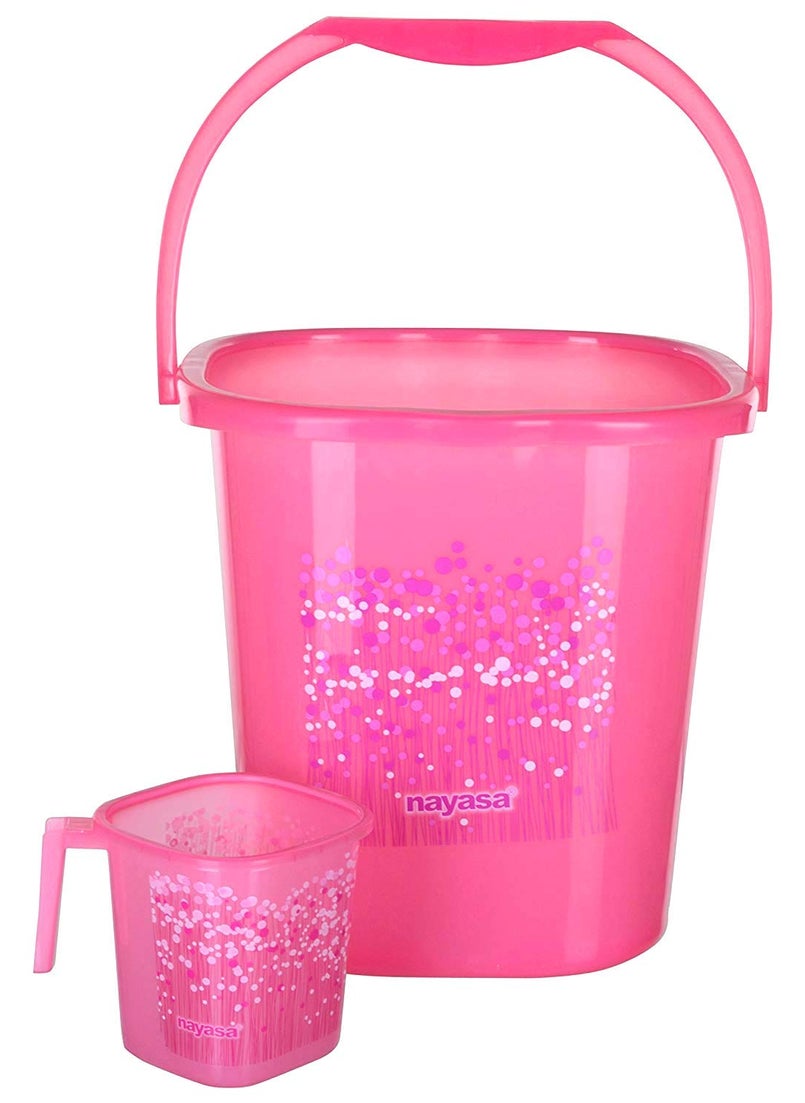 NAYASA Nayasa Funk Square 3 Pcs Bathroom Set | Bucket 25 L + Mug 1.5 L + 508 Stool | Bathroom Set | Bath Set for Bathroom | Pink  - Image 2