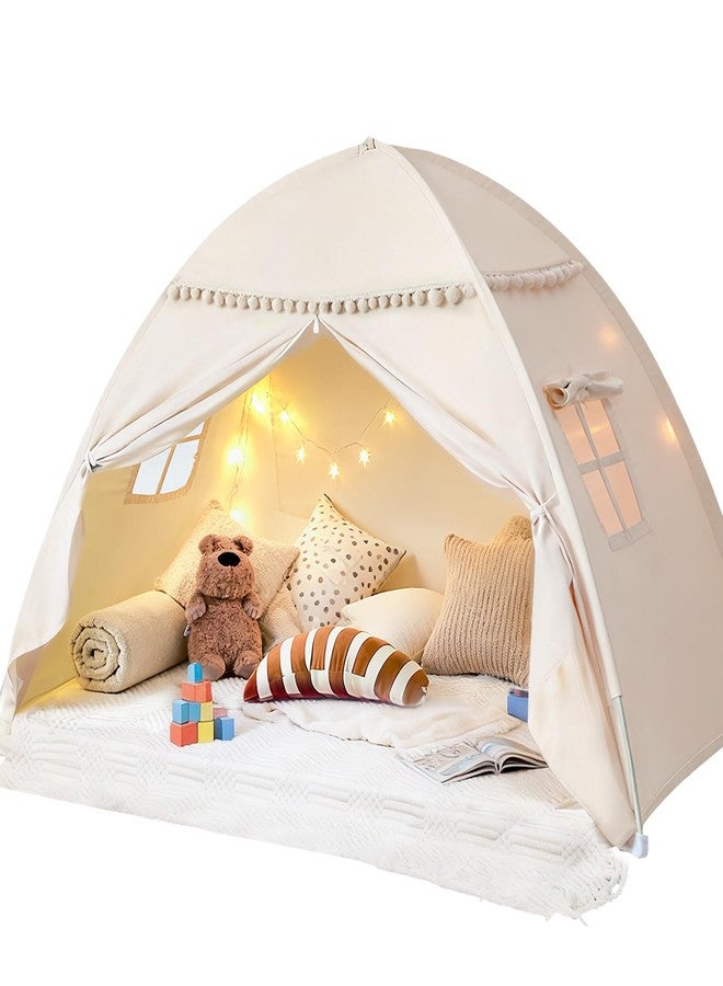 jiangcha Bed Tent Full Size for Girls & Boys - Indoor Privacy Toddler Sleeping Teepee with Blackout Design, Breathable Portable Bed Tent for Drafty Rooms, Cottage Floor Camping (Full Beige) - Image 2