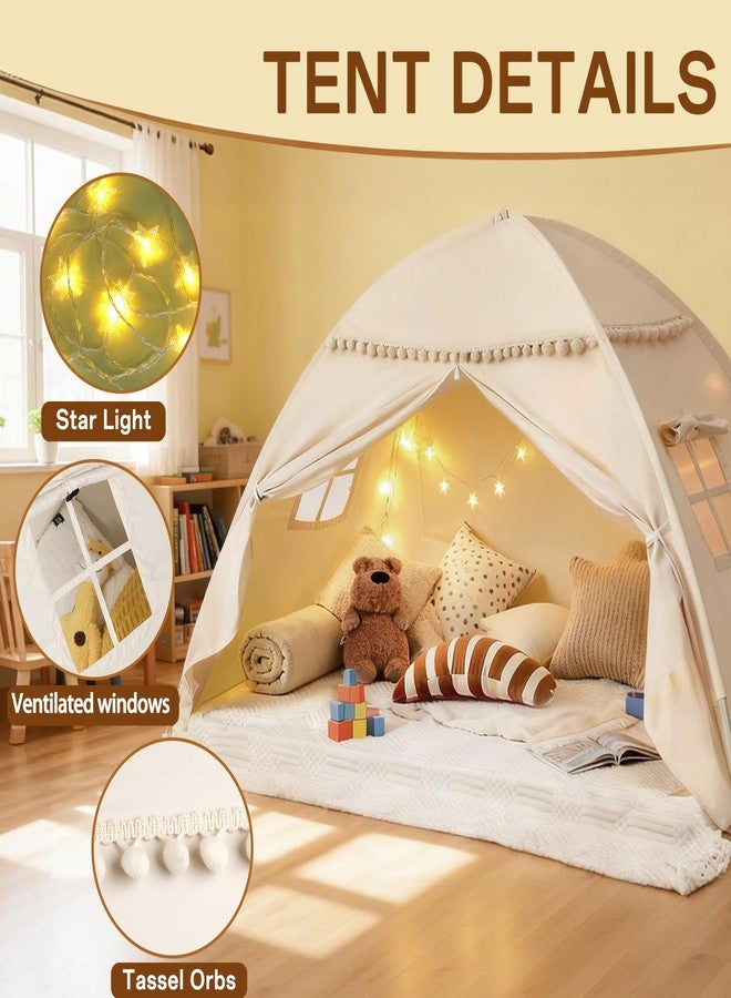 jiangcha Bed Tent Full Size for Girls & Boys - Indoor Privacy Toddler Sleeping Teepee with Blackout Design, Breathable Portable Bed Tent for Drafty Rooms, Cottage Floor Camping (Full Beige) - Image 4