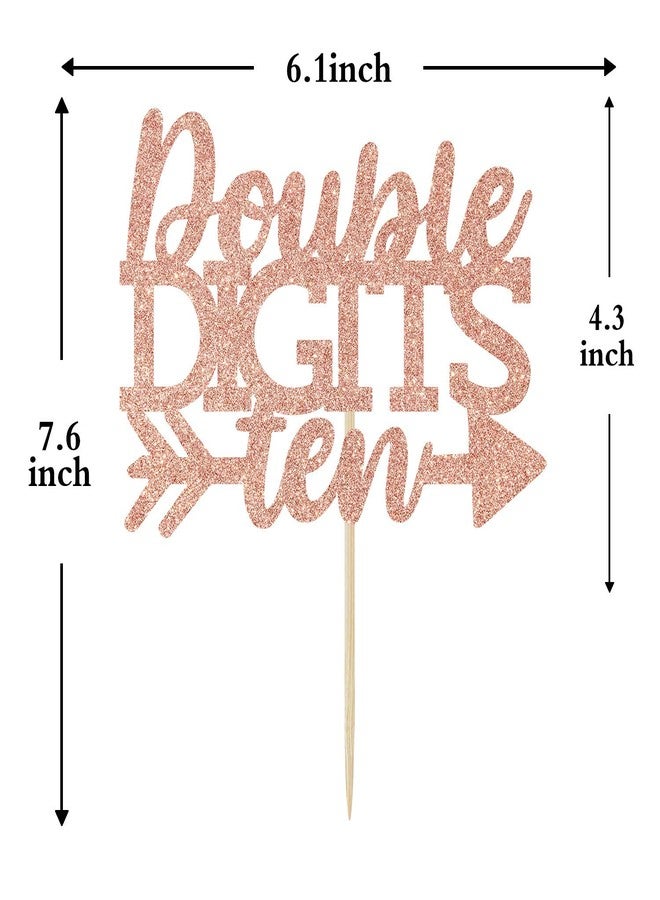Festiko®Rose Gold Glitter Double Digits Ten Birthday Cake Topper, Cheers to 10 Years Old Birthday Cake Decor, 10th Birthday/Anniversary Party Decoration Supplies - Image 5