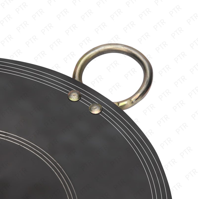 PTR Traditional Pure Iron Tawa/Tava for Roti/Paratha/Chapati with Wooden Handle for Cooking- 12 Inch Round Handle Tawa - Image 3