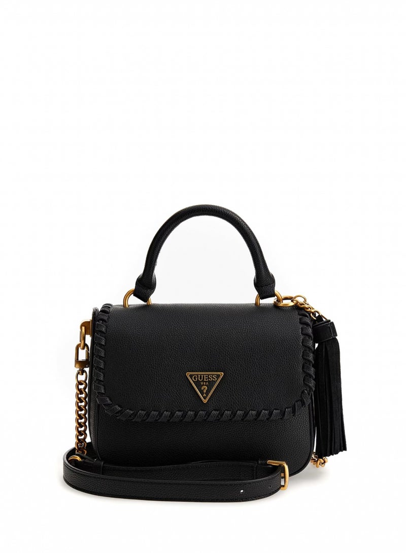 GUESS Kaoma Top Handle Flap Handbag Black - Image 1