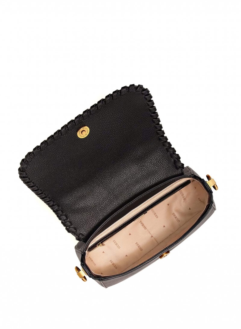 GUESS Kaoma Top Handle Flap Handbag Black - Image 3