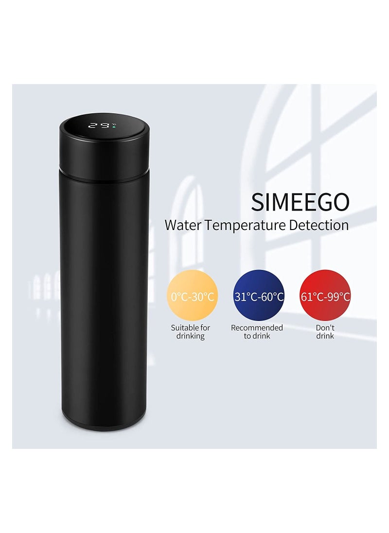 Cool Baby - COOLBABY Smart Insulated Water Bottle, Tea Infuser Bottle Stainless Steel Vacuum Wide Mouth Coffee Mug, Travel Thermoses with LCD Touch Screen, Keep Hot Or Cold, Car Portable Coffee Cup, 500ML(Black) - Image 1