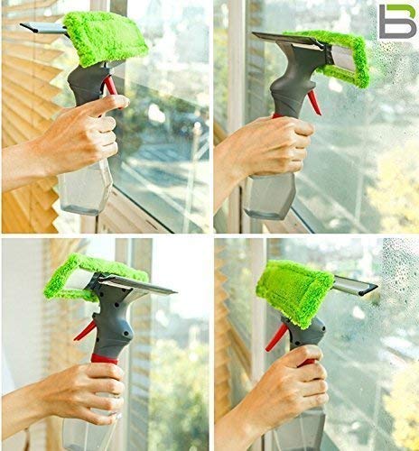 OVEERA OVEERA 3 in 1 Plastic Easy Glass Spray Type Cleaning Brush Wiper Clean Shave Car Window Cleaner for Car Window Mirror Glass Floor Stove with Spray Cleaning ClothMix Color  - Image 4
