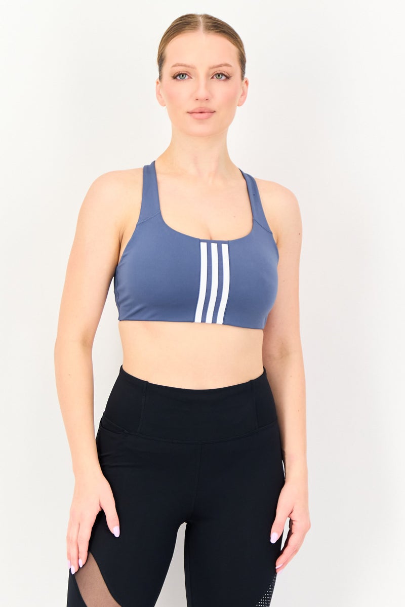Adidas Women Brand Logo Padded Sports Bra, Grey - Image 1