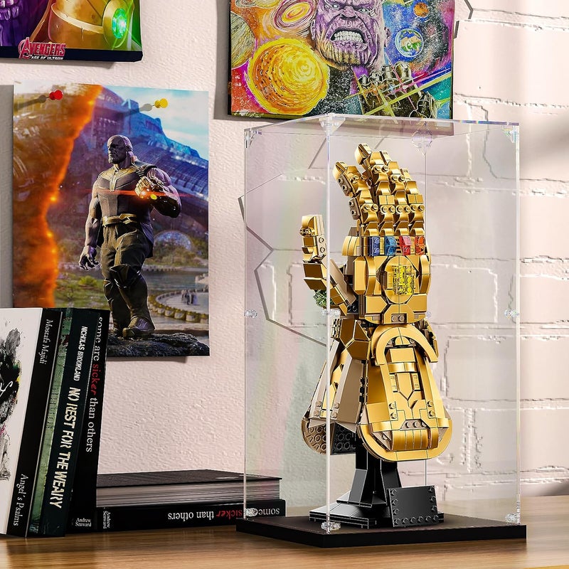 KOLIPI علبة عرض أكريليك من كوليبى لـ Lego Infinity Gauntlet 76191 Nano Gauntlet 76223، علبة عرض أكريليك شفافة لعرض تماثيل الدمى والألعاب والمقتنيات (7.5x6.3x14.2 بوصة، 19x16x36 سم) - Image 3