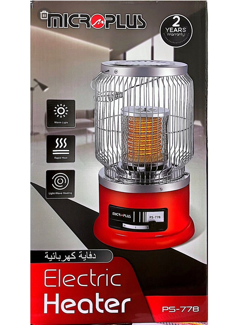 MICROPLUS PS-778 Electric Room Heater – Rapid Heating with Light Wave Technology, 2-Year Warranty