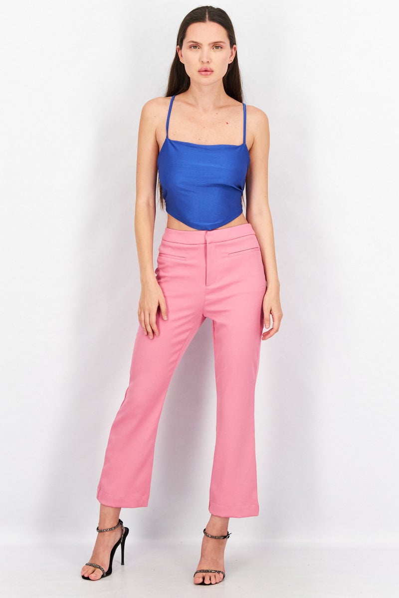 Sinsay Women Square Neck Sleeveless Crop Top, Blue - Image 2