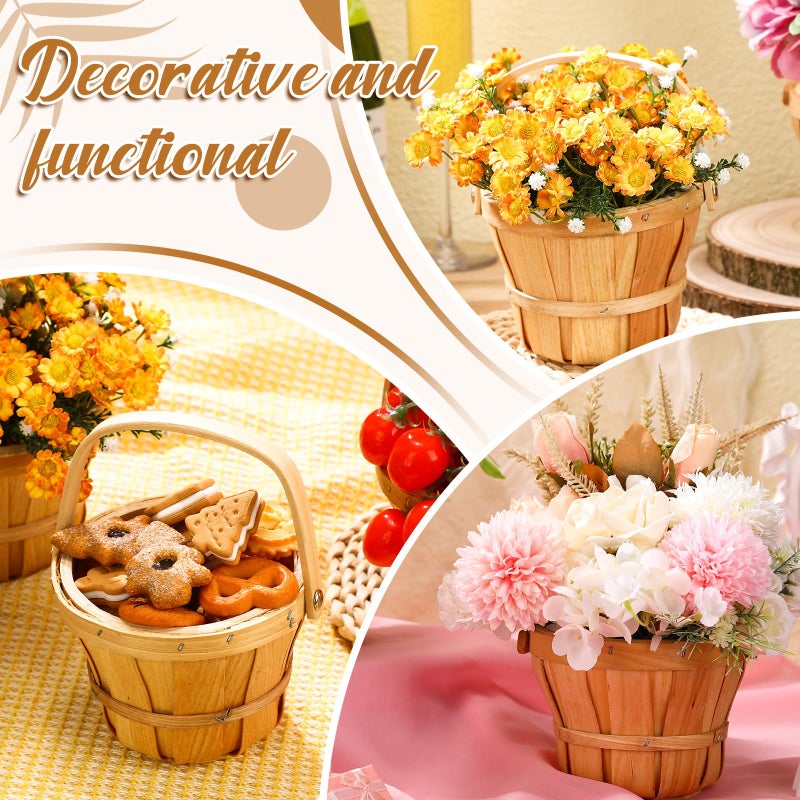 Marsui 20 Pcs Small Wooden Berry Baskets, 4 x 5.1 Inch Small Fruit Baskets with Reinforced Handles, Thick Wood Chip Design for Farmers Market, Gift, Garden Picking & Crafts (Brown) - Image 5