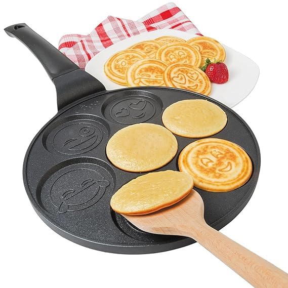 SHOPECOM Pancake pan for Kids Smiley Face Pancake Pan Non Stick Pancake Maker for Kids Breakfast Animal Design Frying pan Smiley face Pancake pan Multi Snack Maker pan for Gas Stove - Image 2