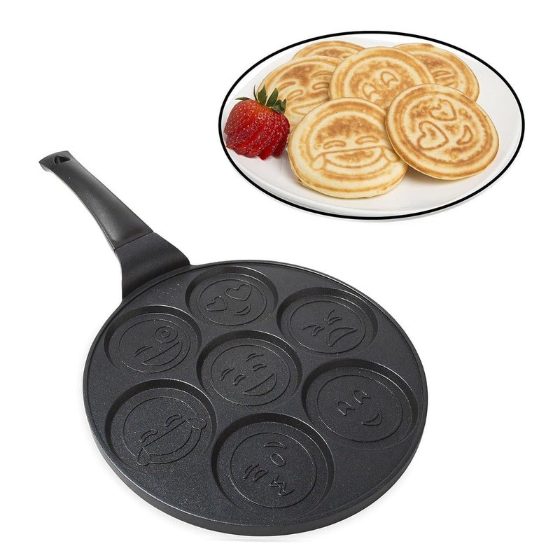 SHOPECOM Pancake pan for Kids Smiley Face Pancake Pan Non Stick Pancake Maker for Kids Breakfast Animal Design Frying pan Smiley face Pancake pan Multi Snack Maker pan for Gas Stove - Image 1