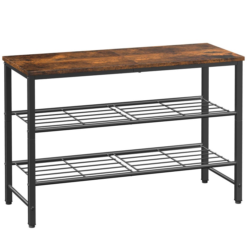 Kitsure Shoe Rack for Closet, Rustic Brown Shoe Organizer with Leveling Feet, Sturdy & Rust-Proof Shoe Storage for Entryway, Bedroom, Living Room, 29.5" x 11.4" x 18.4", Brown - Image 1