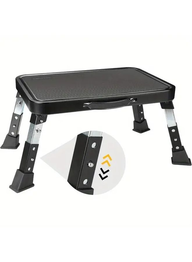Iron Black 3 Level Adjustable Heavy Duty Step Stool 330lbs Capacity Anti Slip Foldable - Image 1