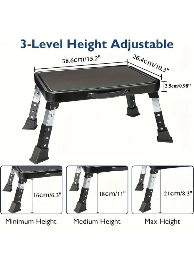 Iron Black 3 Level Adjustable Heavy Duty Step Stool 330lbs Capacity Anti Slip Foldable - Image 4