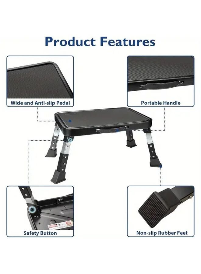 Iron Black 3 Level Adjustable Heavy Duty Step Stool 330lbs Capacity Anti Slip Foldable - Image 5