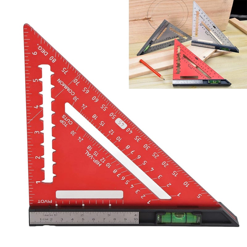 مربع السرعة الأحمر مع ميزان لقياس وتخطيط الخشب وأعمال النجارة - Image 2