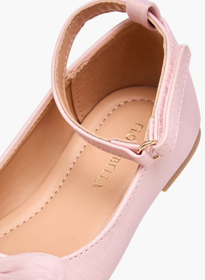Flora Bella By Shoexpress Girls Bow Accent Ballerina Shoes with Hook and Loop Closure
