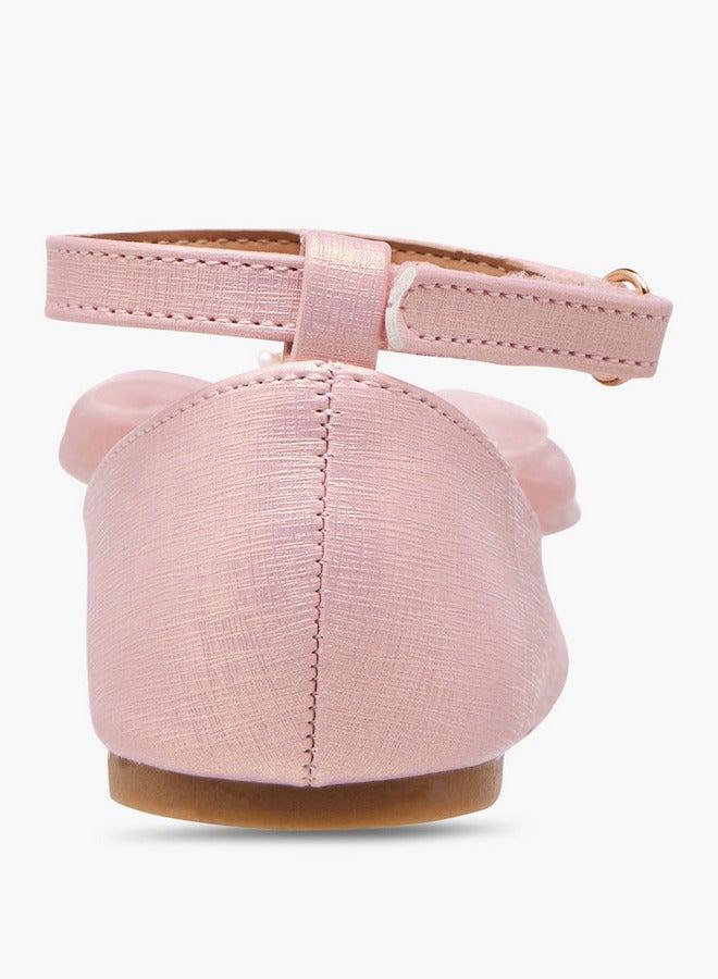 Flora Bella By Shoexpress Girls Bow Accent Ballerina Shoes with Hook and Loop Closure - Image 5