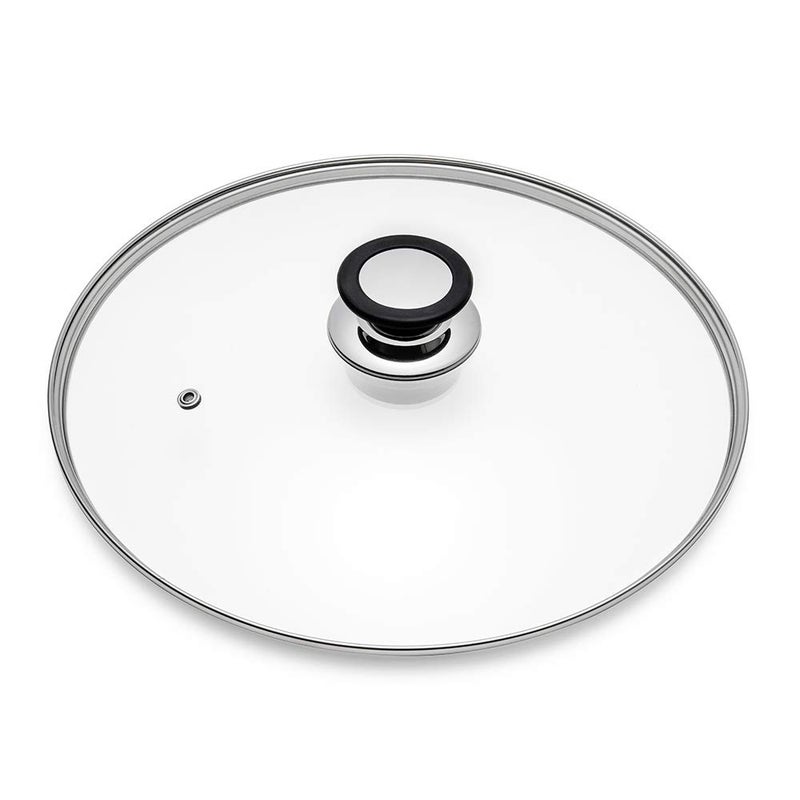 ELKKNOVE Glass Lid for Frying Pan Fry Pan Skillet Pan Lid with Handle Coated in Silicone Ring10526cm Clear