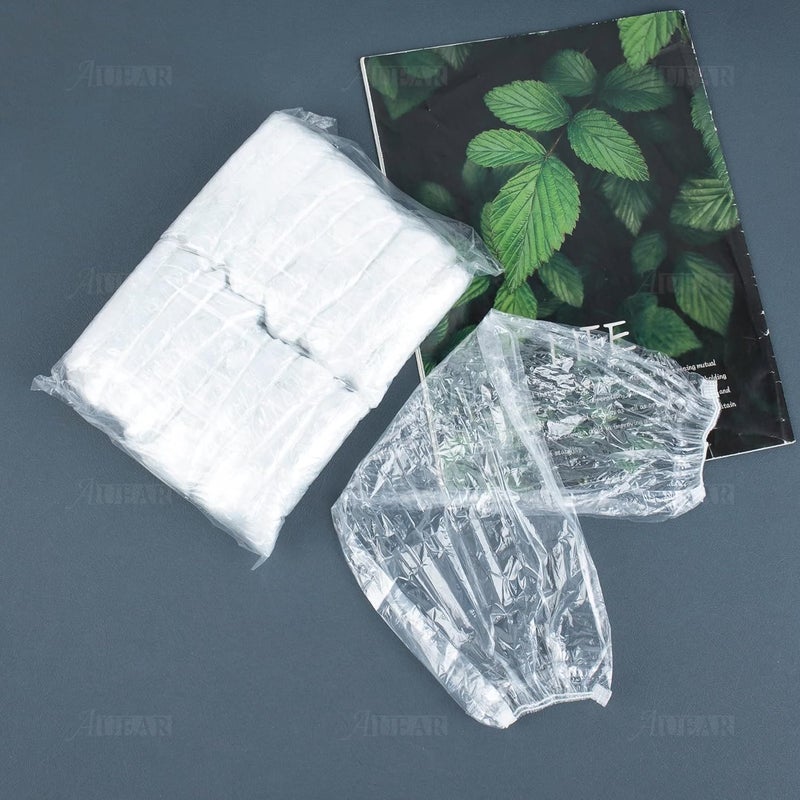 AUEAR , 100 Pcs Disposable Arm Sleeves Covers Protectors Waterproof Oversleeves with Elastic End for Arm Protection - Image 5