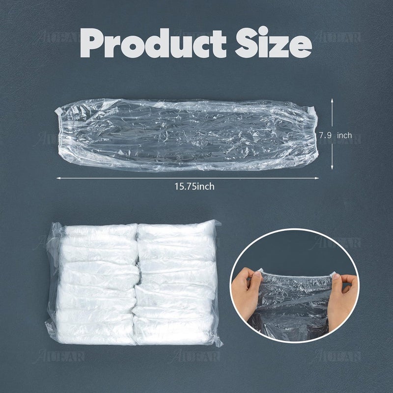 AUEAR , 100 Pcs Disposable Arm Sleeves Covers Protectors Waterproof Oversleeves with Elastic End for Arm Protection - Image 2