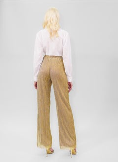 BITOLIA GALLERY Comfortable Long Lurex Shiny Pants Gold With Stripes  - Image 2