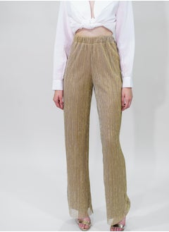 BITOLIA GALLERY Comfortable Long Lurex Shiny Pants Gold With Stripes  - Image 5