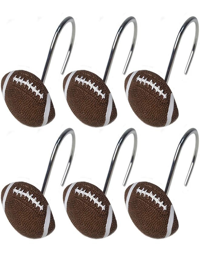 Faitove Football Shower Curtain Hooks Boys Sports Bathroom Decor American Football Shower Rings Stainless Steel - Set of 12 - Image 1