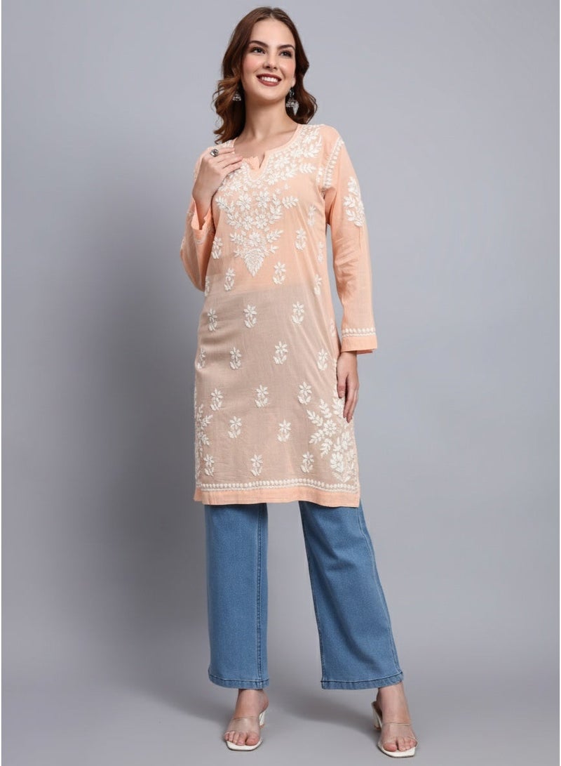 الايا كرت قطن مطرز يدويًا بالتشيكانكاري للنساء - Image 5