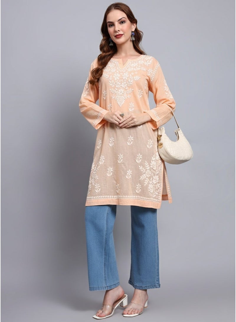 الايا كرت قطن مطرز يدويًا بالتشيكانكاري للنساء - Image 4