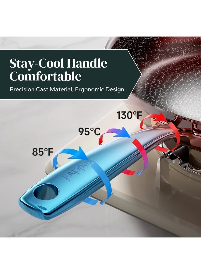 Redchef مقلاة ريدشيف جيم سيريز سيراميك روك هوني كومب، أدوات مطبخ خالية من مركبات PFAS وPTFE وPFOA، مناسبة لجميع أنواع المواقد - Image 3