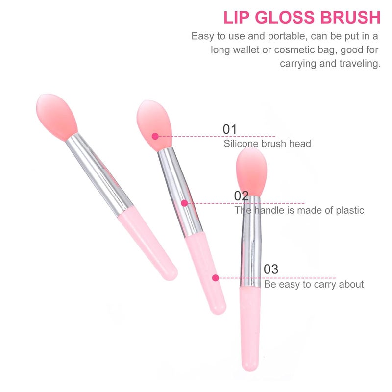 12pcs Silicone Lip Brush Set Red Mini Lipstick Applicator with Pink Handle Reusable Lip Mask Applicator for Precise Makeup and Balm Application Travel-friendly Cosmetic Tool - Image 4