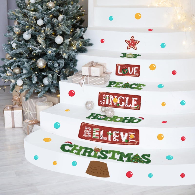 Cinrobiye Christmas Tree Window Door Clings Stickers Merry Christmas Quotes Wall Decals Christmas Bulletin Board Decoration Stickers Kit Joy Love Peace Christmas Garage Door Porch Decor for Holiday (Tree) - Image 4