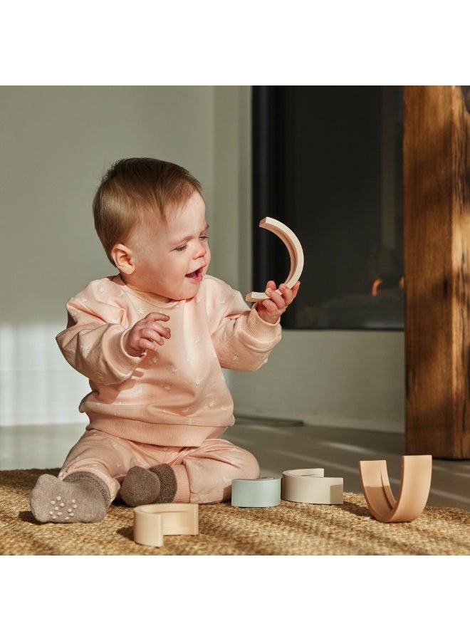 Dirkje girls' baby set sweater trousers light pink ducks - Image 3