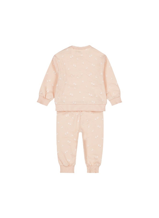 Dirkje girls' baby set sweater trousers light pink ducks - Image 2