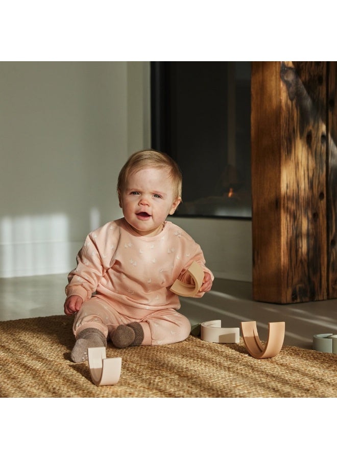 Dirkje girls' baby set sweater trousers light pink ducks - Image 4