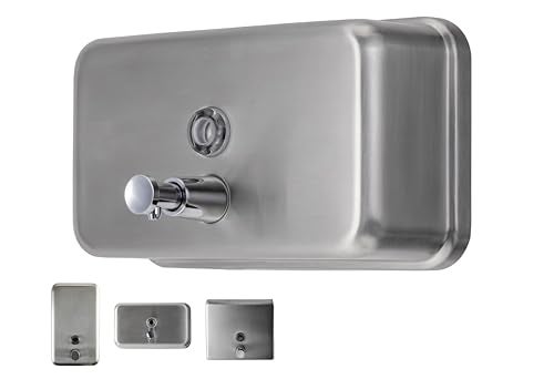 EnBath Commercial Soap Dispenser Wall Mount – Horizontal Stainless Steel Wall Mounted Soap Dispenser for Bathroom - New Superior Design with Anti-Leak Pump and Corrosion-Proof Lining- 37oz (1100ml) by EnBath - Image 1