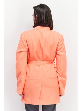 As You Women Regular Fit Solid Double Button Blazer, Coral  - Image 2