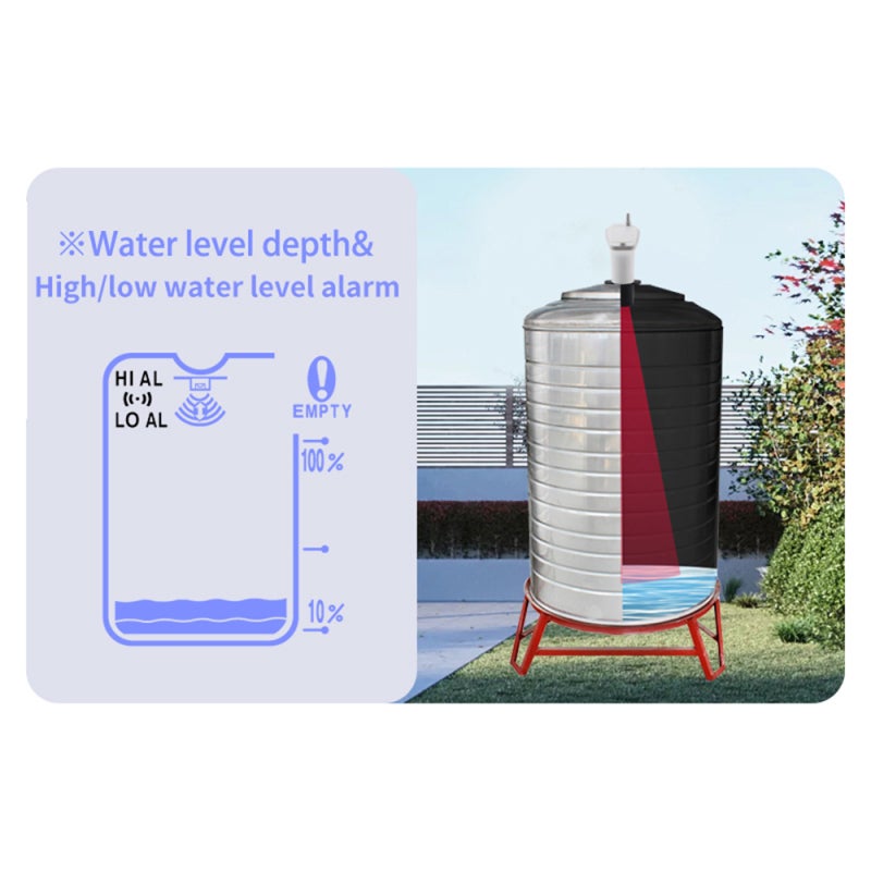 Water Level Sensor 1~5m Measuring Range Advanced LCD Display Bar Graph Temperature Monitor - Comprehensive High Low Level Alarms Flexible Wall Desk Mount for Indoor Tank Monitoring - Image 3