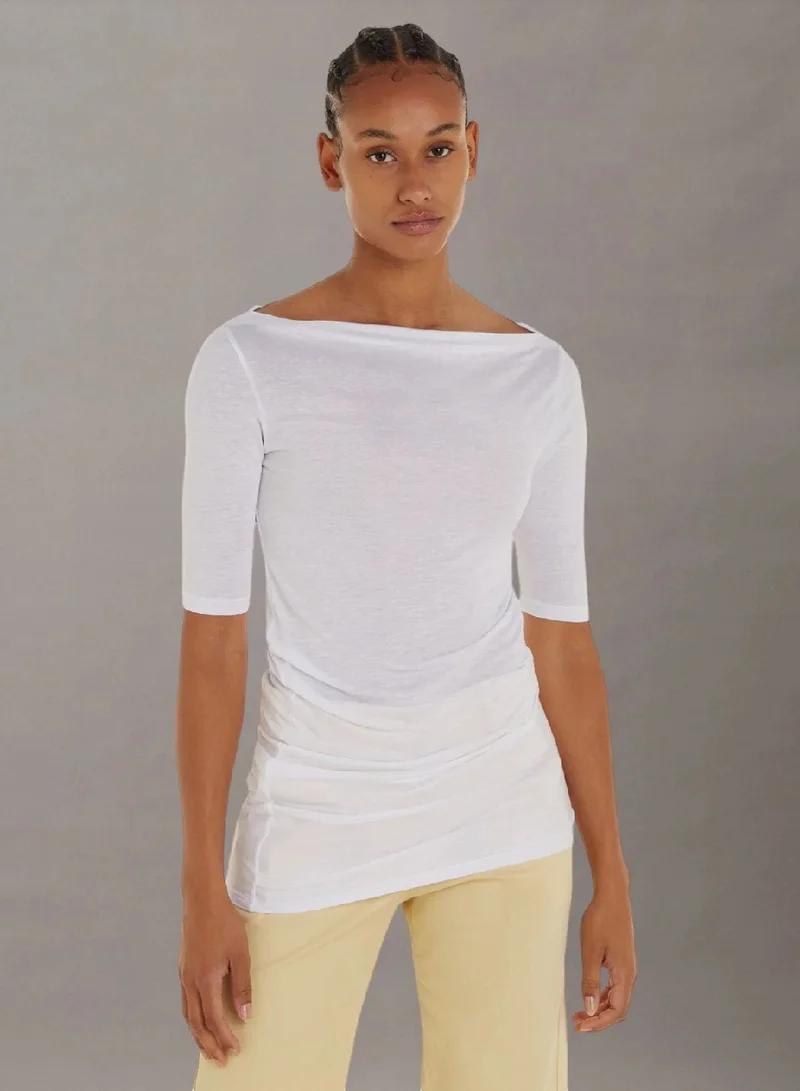 Linen Blend Drape Top